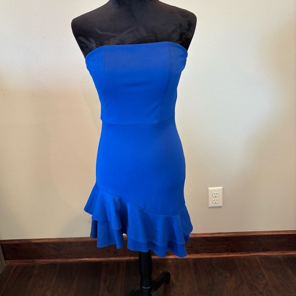 Amanda Uprichard Strapless Mini Dress In Blue, Small, Party Soiree Event Dance